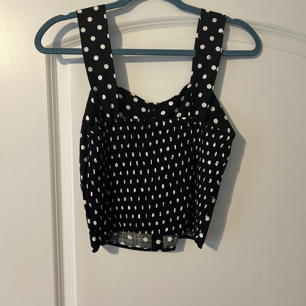 Monteau Black and White Polka Dot Top Size Large - Picture 5 of 5
